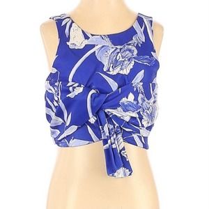 StyleStalker Cropped Top Festival Blue White XS